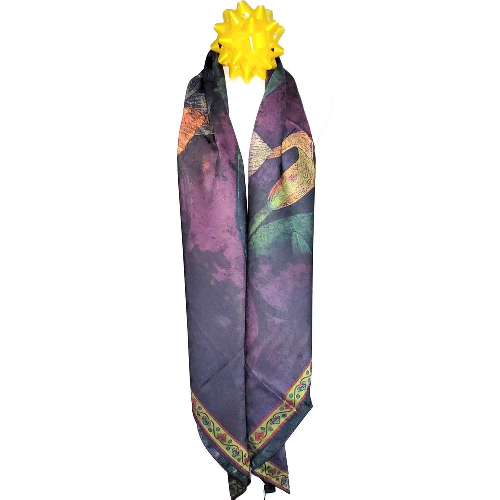 NWT Double Sided Silk Scarf 52"x52" Large Square Shawl Wrap XiangYunShal 2244 - Picture 8 of 11